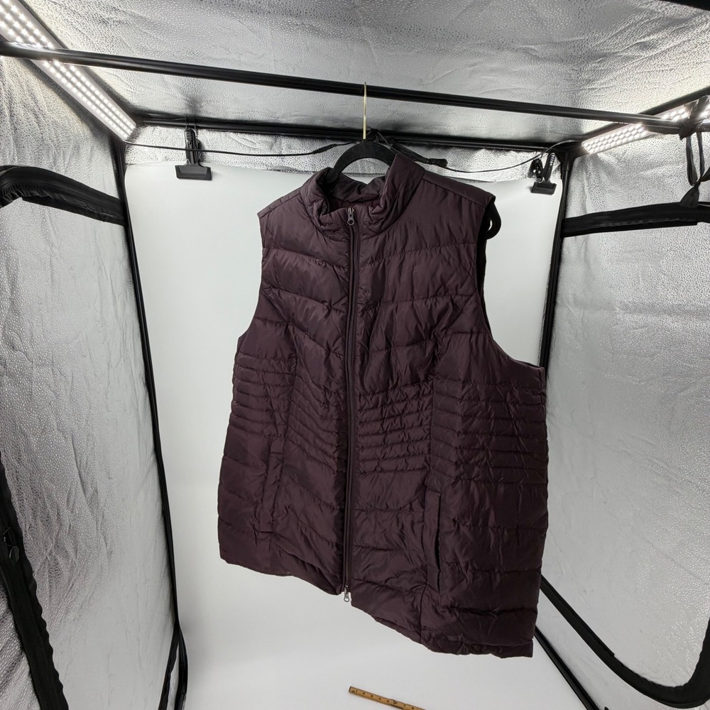 J. Jill Womens Down Puffer Vest Plum Purple Quilted Full Zip Size XL